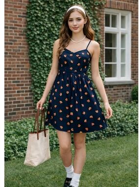 J. Crew Navy Mini Dress with Watermelon Print